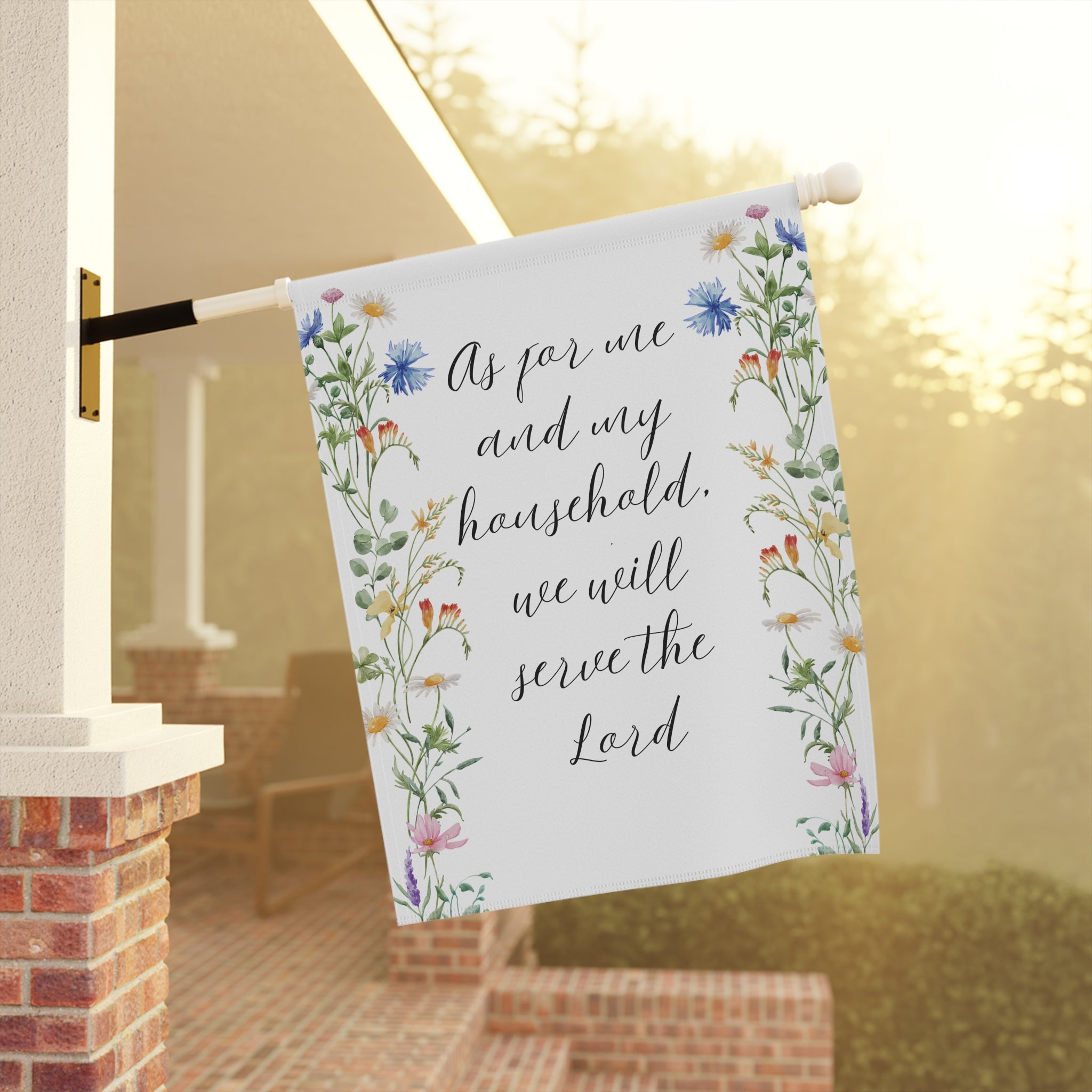 Garden Prayer House Banner — “As for me and my household, we will serve the Lord” Decorative Garden Flag