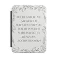 Kindle Case — 2 Corinthians 12:9 Floral Scripture Cover, Inspirational Bible Verse E-Reader Sleeve