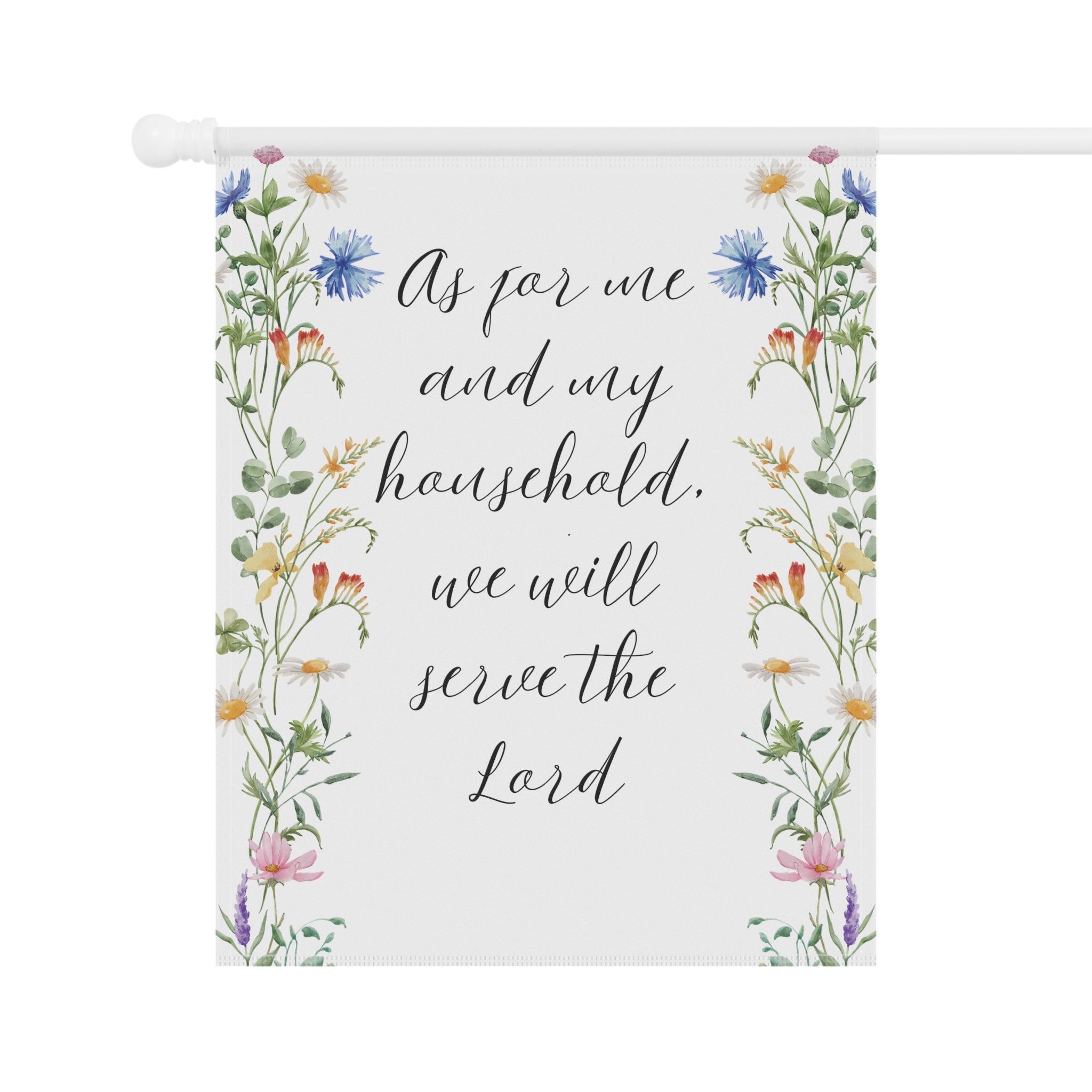 Garden Prayer House Banner — “As for me and my household, we will serve the Lord” Decorative Garden Flag