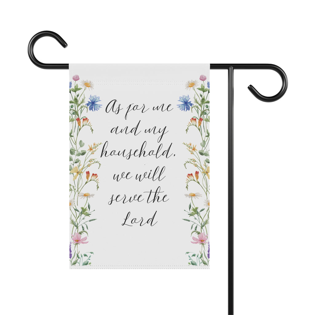 Garden Prayer House Banner — “As for me and my household, we will serve the Lord” Decorative Garden Flag