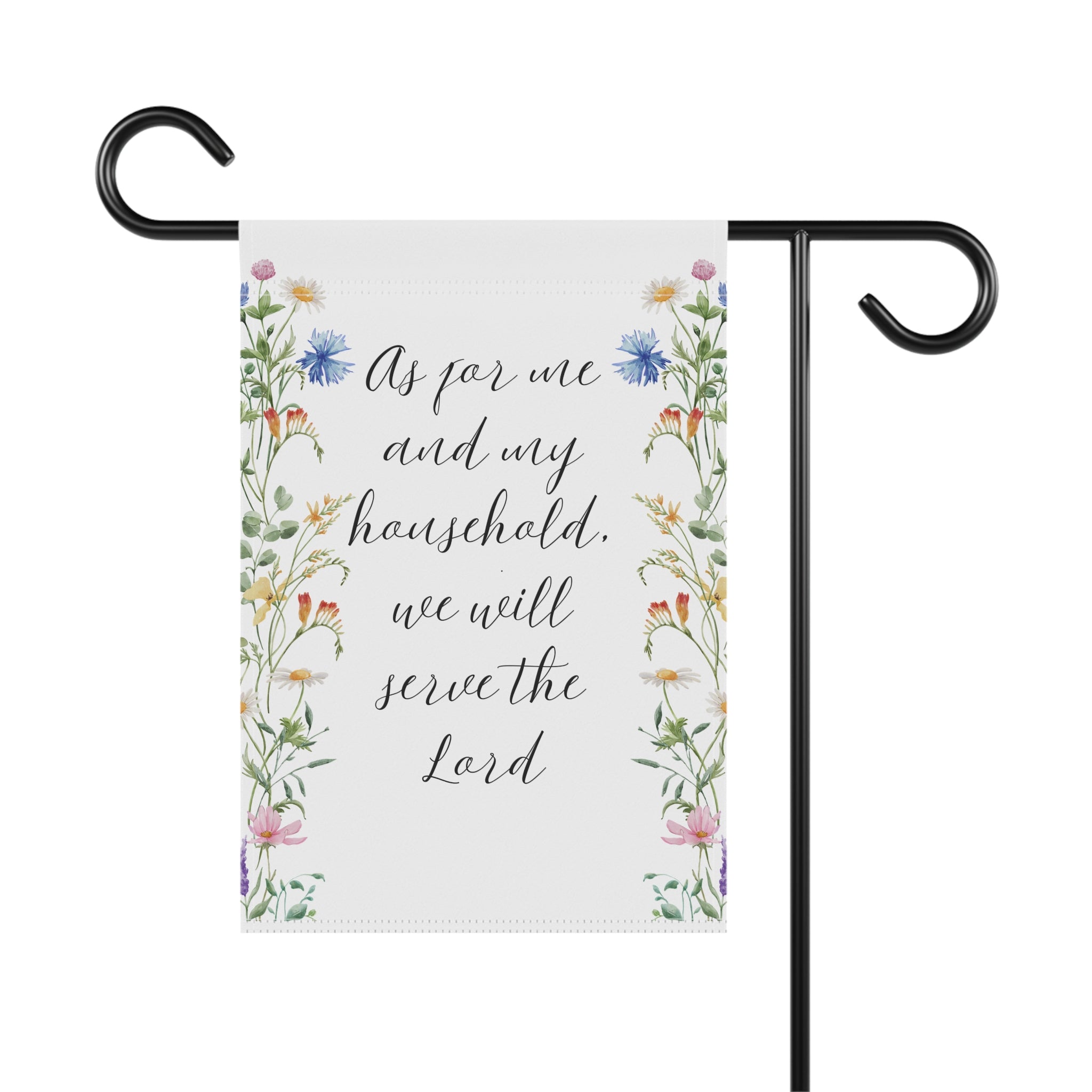 Garden Prayer House Banner — “As for me and my household, we will serve the Lord” Decorative Garden Flag