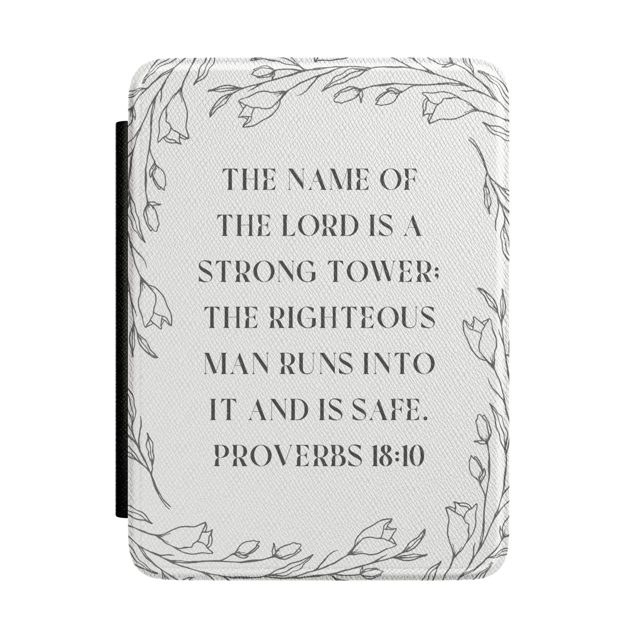 Proverbs 18:10 Kindle Case — Faith-Based Bible Verse E-Reader Cover