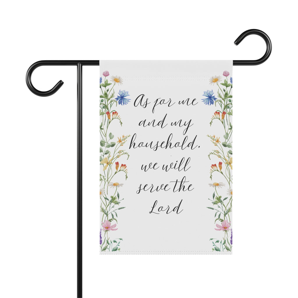 Garden Prayer House Banner — “As for me and my household, we will serve the Lord” Decorative Garden Flag