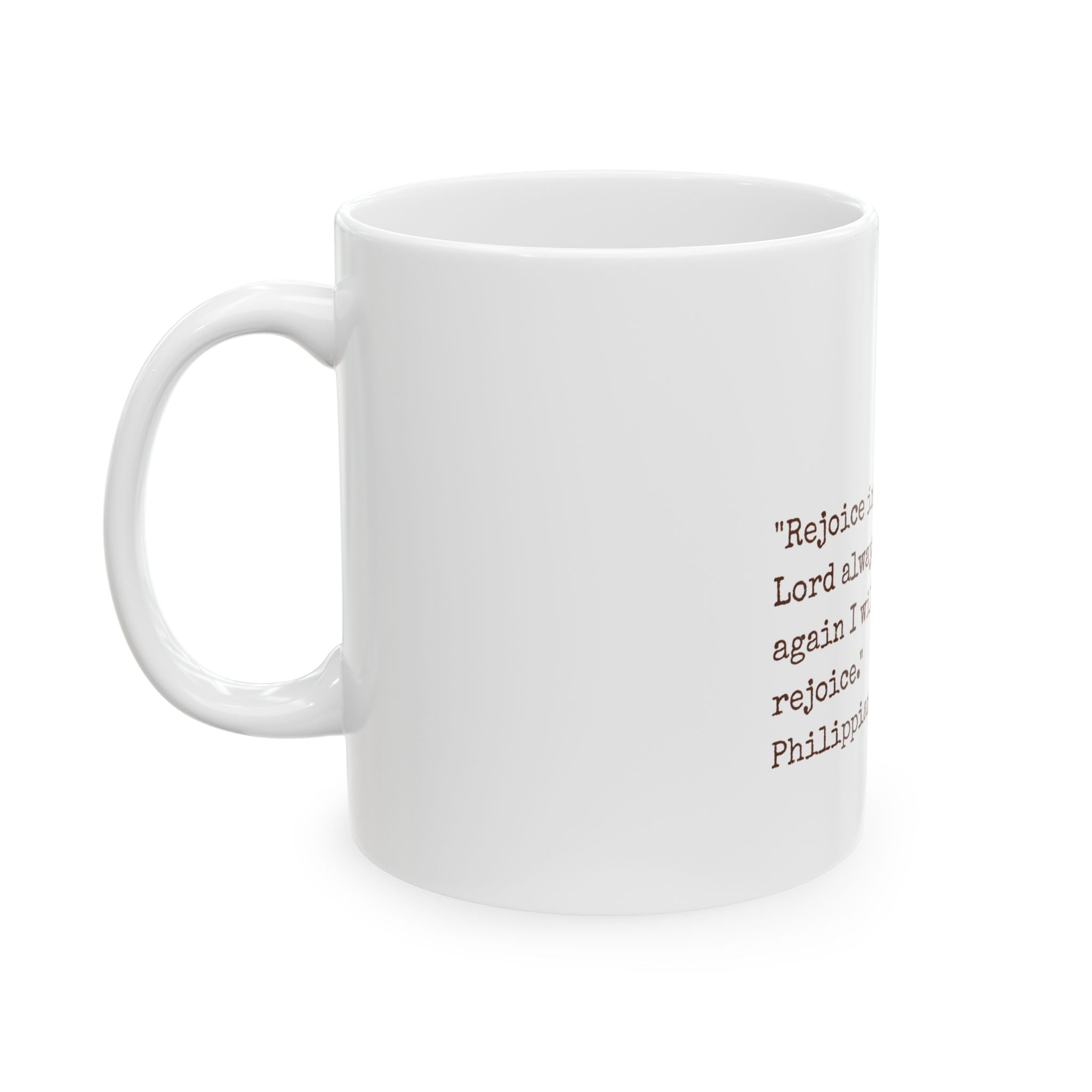 Rejoice in the Lord Floral Bible Verse Mug — Philippians 4:4 Christian Coffee Cup (11oz/15oz)