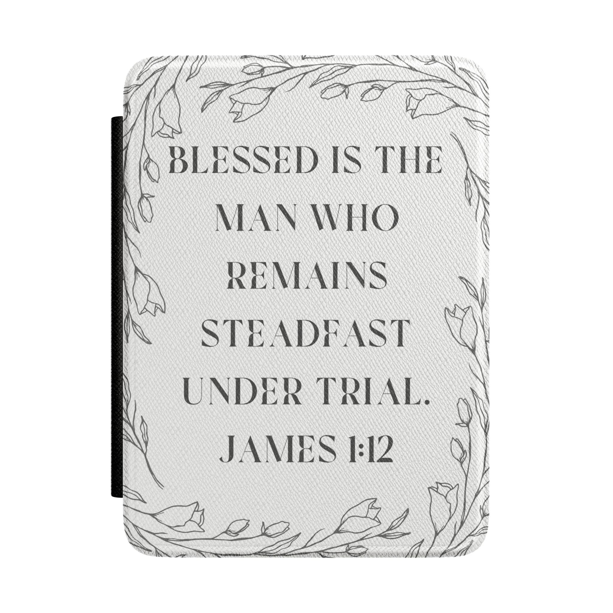 Kindle Case - James 1:12 Floral Faith E-Reader Cover