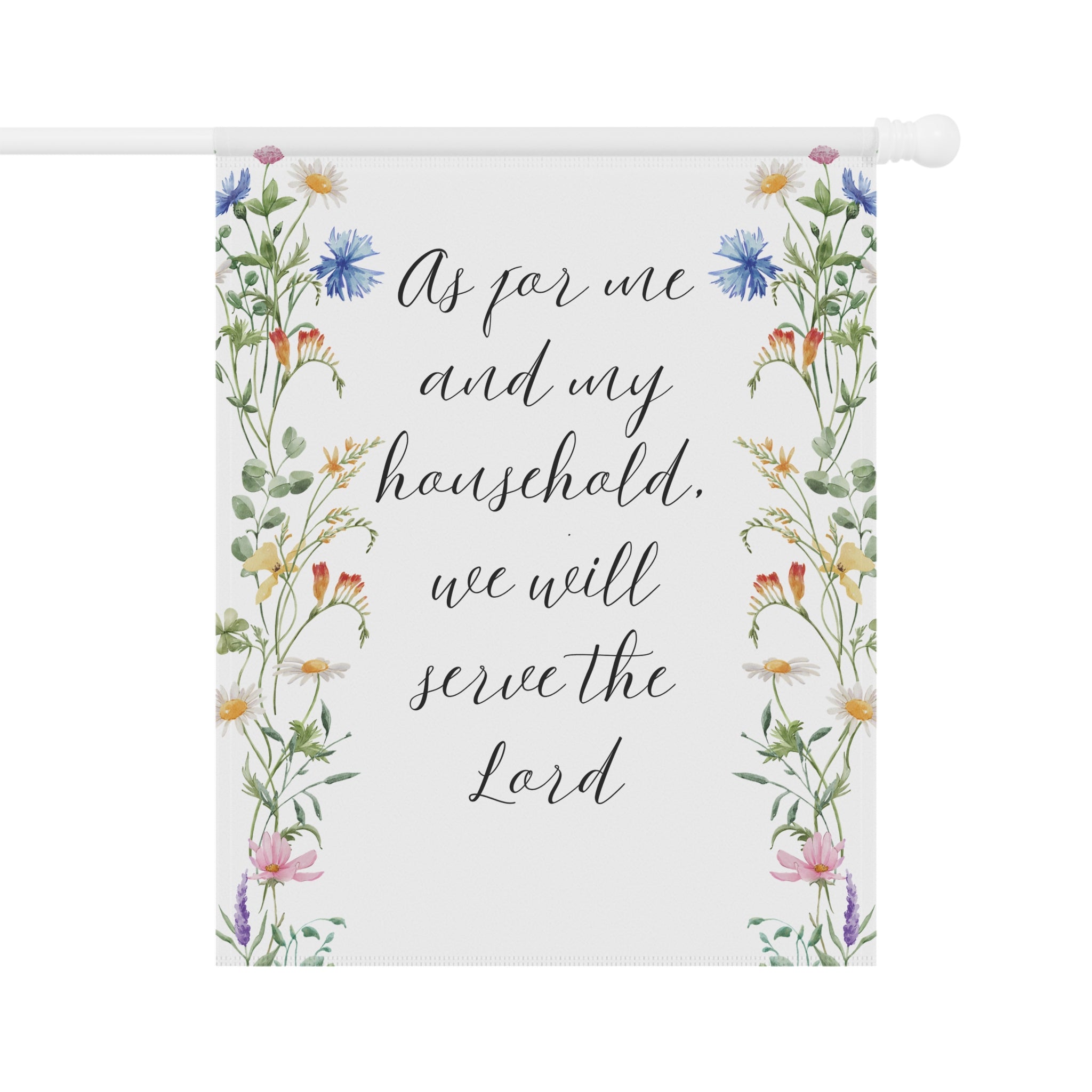 Garden Prayer House Banner — “As for me and my household, we will serve the Lord” Decorative Garden Flag